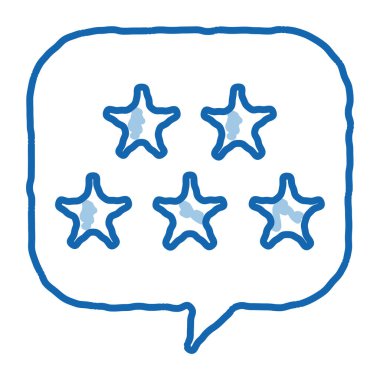 Metin Kutusunda Beş Yıldız Çerçeve taslak ikon vektörü. El çizimi mavi çizgili sanat izole edilmiş sembol çizimi