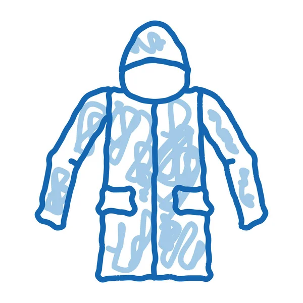 Geçirmez Material Jacket Anorak Taslak Ikon Vektörü Çizimi Mavi Çizgili — Stok Vektör