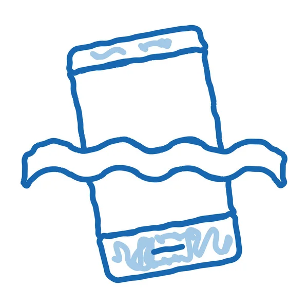 防水材料電話スケッチアイコンベクトル 手描きの青いドアラインアート隔離されたシンボルイラスト — ストックベクタ