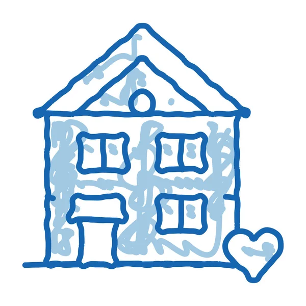 Building House Living Home Skizze Symbol Vektor Handgezeichnete Blaue Doodle — Stockvektor