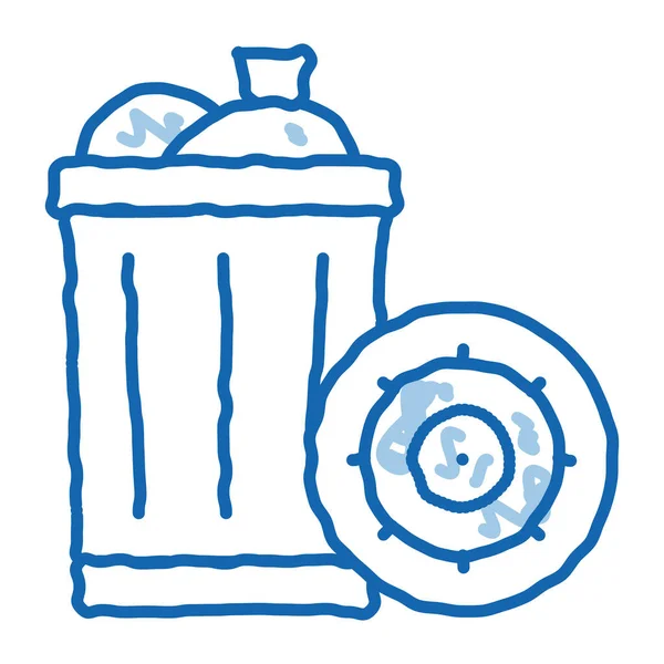 Infecção Bacteria Germs Trash Sketch Icon Vector Mão Desenhado Azul — Vetor de Stock