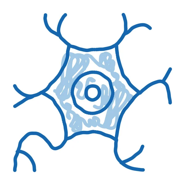 Microscopic Virus Bacterium Sketch Icon Vector Dibujado Mano Azul Garabato — Vector de stock