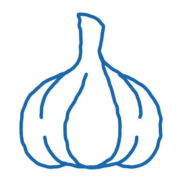 Alimento Saudável Vegetable Garlic Sketch Icon Vector Mão Desenhado Azul — Vetor de Stock