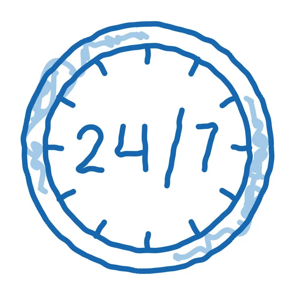 Vierundzwanzig Siebenundzwanzig Service Skizze Icon Vektor Handgezeichnete Blaue Doodle Linie — Stockvektor