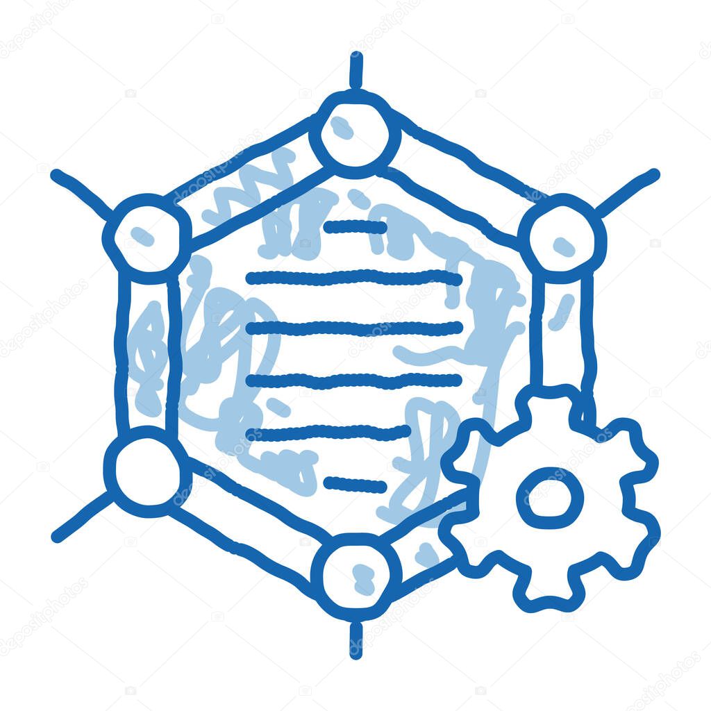 Artificial Graphene Technology sketch icon vector. Hand drawn blue doodle line art isolated symbol illustration