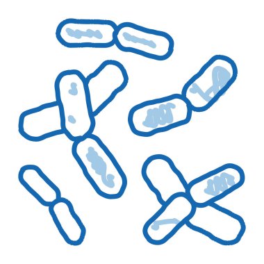 Biyoloji Mikro Bakteri taslak ikon vektörü. El çizimi mavi çizgili sanat izole edilmiş sembol çizimi