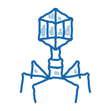 Hastalık Virüsü Patojen Elemanı taslak ikon vektörü. El çizimi mavi çizgili sanat izole edilmiş sembol çizimi