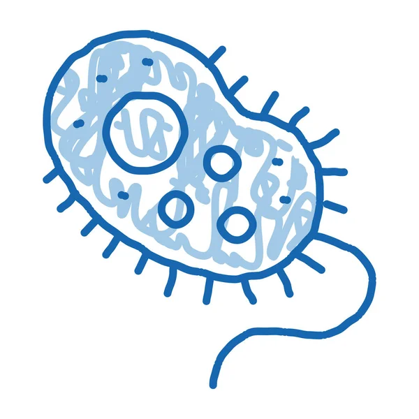 危险的芽孢杆菌草图图标向量 手绘蓝色涂鸦线条艺术孤立符号图解 — 图库矢量图片