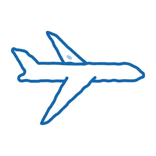 Вектор Иконки Самолета Общественного Транспорта Ручная Рисованная Синяя Линия Рисунка — стоковый вектор