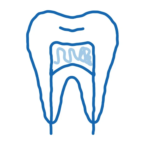 Dental Ray Image Stomatology Sketic Icon Vector 손으로 예술은 고립된 — 스톡 벡터