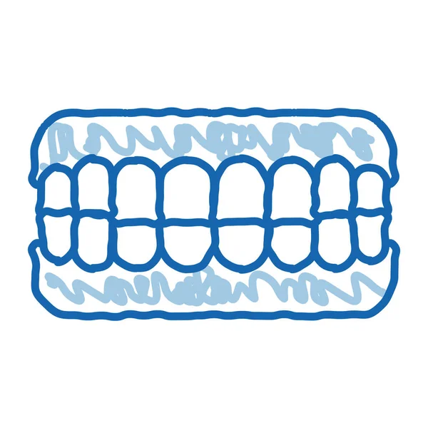 Set Von Falschen Zähnen Stomatologie Skizze Symbol Vektor Handgezeichnete Blaue — Stockvektor