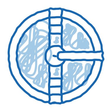 Su arıtma endüstriyel binası taslak ikon vektörü. El çizimi mavi çizgili sanat izole edilmiş sembol çizimi