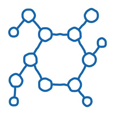 Yapı Molekül Tıbbi Biyomateryal taslak ikonu vektörü. El çizimi mavi çizgili sanat izole edilmiş sembol çizimi
