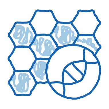 Moleküler Nanobiyoteknoloji Biyomateryal taslak ikonu vektörü. El çizimi mavi çizgili sanat izole edilmiş sembol çizimi