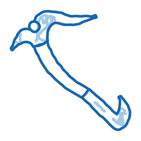 Sport Ice Axe Tool Alpinism Equipment Sketch Icon Vector Ručně — Stockový vektor