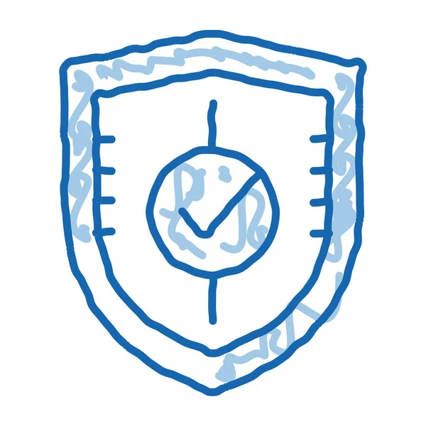 Ochrana Štítů Schváleno Označit Vektor Ikony Ručně Kreslené Modré Čmáranice — Stockový vektor