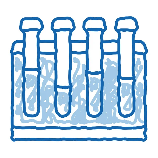 Glass Test Tubes Tube Rack Biomaterial Sketch Icon Vector 손으로 — 스톡 벡터