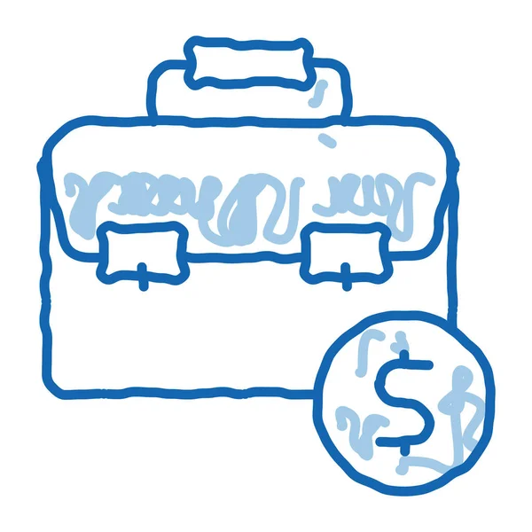 Çanta Davası Dolar Sikkesi Taslak Ikonu Vektörü Çizimi Mavi Çizgili — Stok Vektör