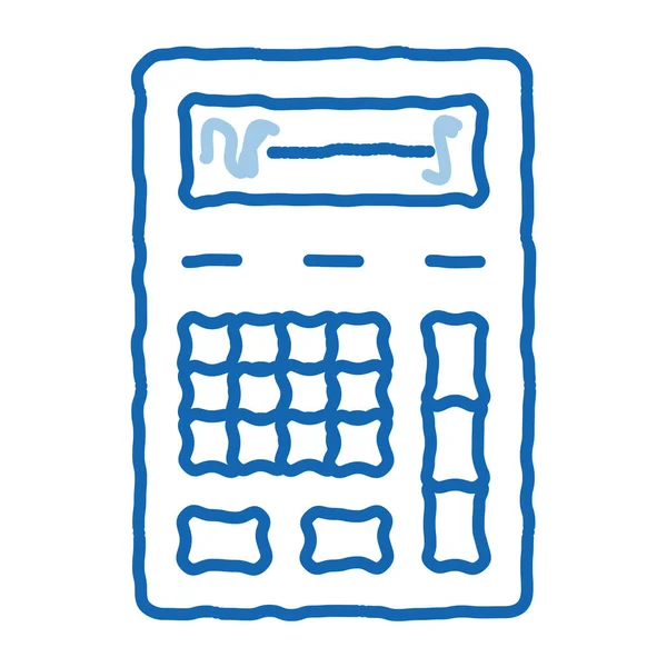 Калькулятор Фінансовий Електронний Механізм Ескіз Значка Вектор Рука Намальована Синя — стоковий вектор