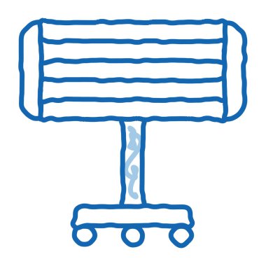 Taşınabilir Isıtma Cihazı Rollers taslak ikon vektörü üzerinde. El çizimi mavi çizgili sanat izole edilmiş sembol çizimi