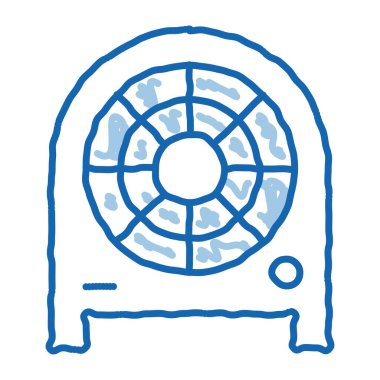 Elektronik Fan Isıtıcı Isıtma Ekipmanı taslak ikonu vektörü. El çizimi mavi çizgili sanat izole edilmiş sembol çizimi