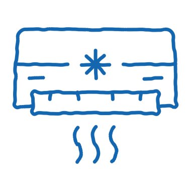 Klima Soğutma Güç Teknolojisi taslak ikon vektörü. El çizimi mavi çizgili sanat izole edilmiş sembol çizimi