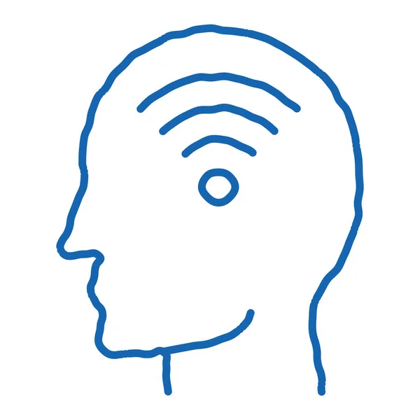 Symbol Wifi Man Silueta Vektor Náčrtu Mysli Ručně Kreslené Modré — Stockový vektor