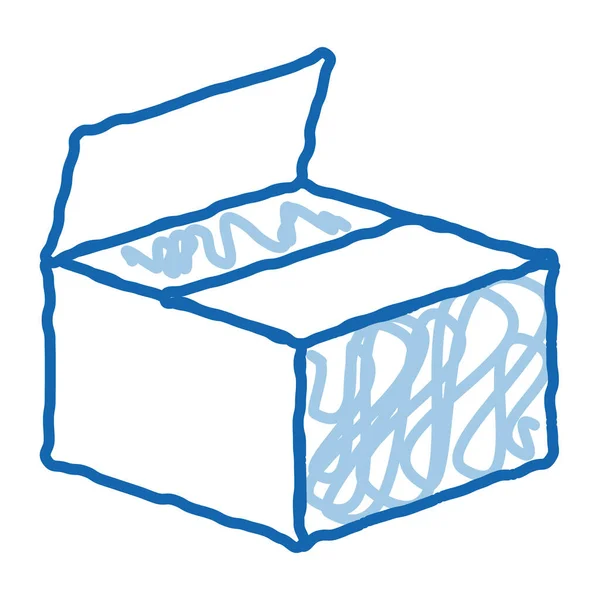 Karton Ulaşım Kutusu Paketleme Taslak Ikon Vektörü Çizimi Mavi Çizgili — Stok Vektör