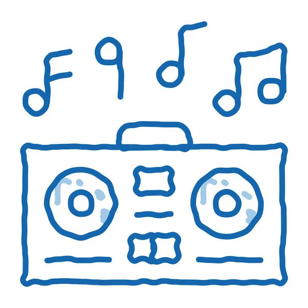 Lejátszás Record Player Musical Notes Vázlat Ikon Vektor Kézzel Rajzolt — Stock Vector