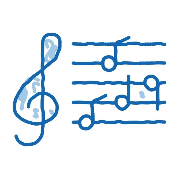 Notenschlüssel Und Noten Opera Element Sketch Icon Vector Handgezeichnete Blaue — Stockvektor