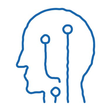 Kafa kontrolü Biyohack taslak ikon vektörü. El çizimi mavi çizgili tabela. izole edilmiş sembol çizimi