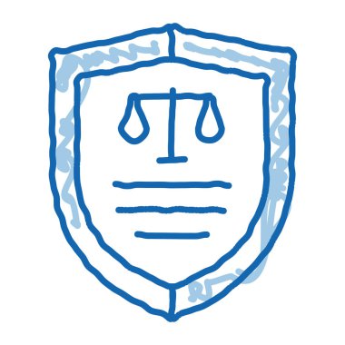 Kanıt Silah Kanunu ve Yargı taslak ikon vektörü. El çizimi mavi çizgili tabela. izole edilmiş sembol çizimi