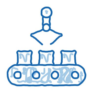 Üretim Ürün Seçimi Metalurjik taslak ikonu vektörü. El çizimi mavi çizgili tabela. izole edilmiş sembol çizimi