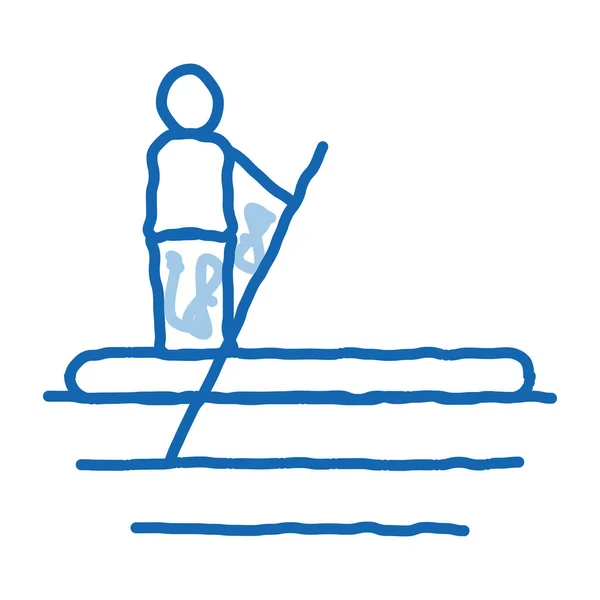 Serfing Canoeing Sketch Icon Vector Hand Drawn Blue Doodle Line — Stock Vector
