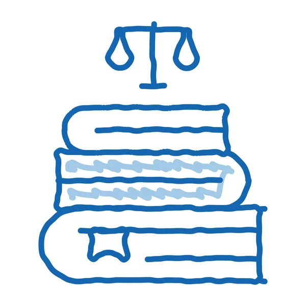 Giustizia Libri Legge Giudizio Schizzo Icona Vettore Disegnato Mano Blu — Vettoriale Stock