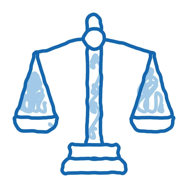女性证人法律和判决草图图标向量 手绘蓝色涂鸦线艺术标志 孤立的符号说明 — 图库矢量图片