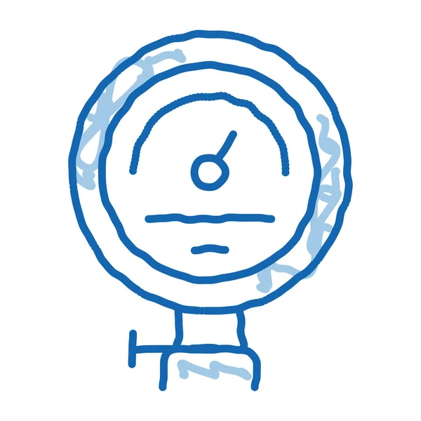 パワーカウンター冶金スケッチアイコンベクトル 手描きの青いドアラインアートサイン 孤立したシンボルイラスト — ストックベクタ