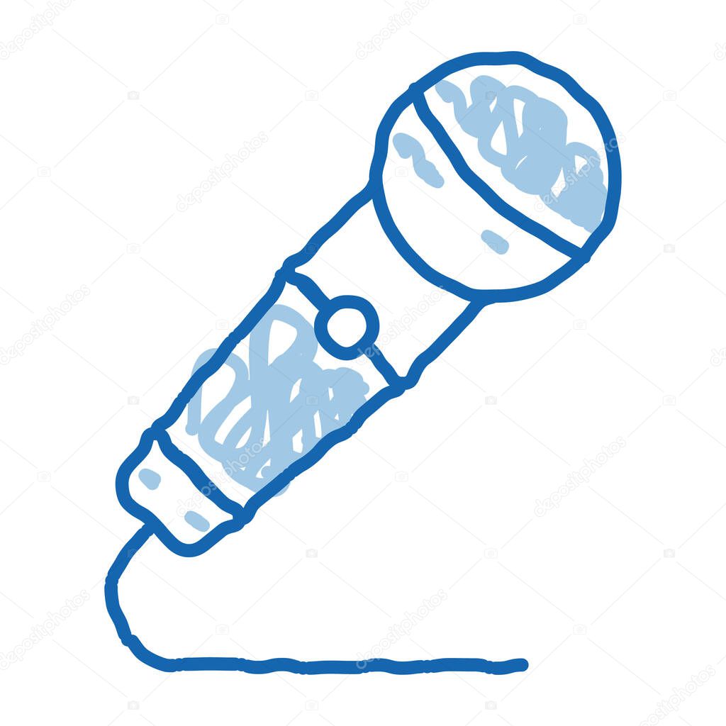 Modern Radio Microphone Device For Singing sketch icon vector. Hand drawn blue doodle line art isolated symbol illustration