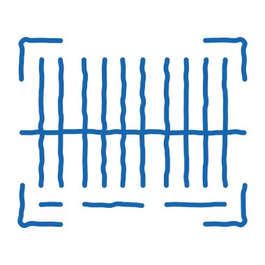 Barkod Posta Ulaşım Şirketi taslak ikon vektörü. El çizimi mavi çizgili tabela. izole edilmiş sembol çizimi
