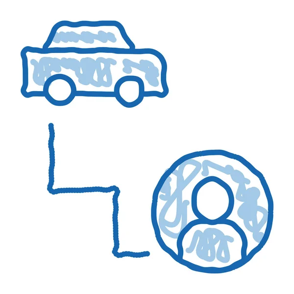 Cestující Cíl Online Taxi Náčrtek Ikony Vektor Ručně Kreslená Modrá — Stockový vektor