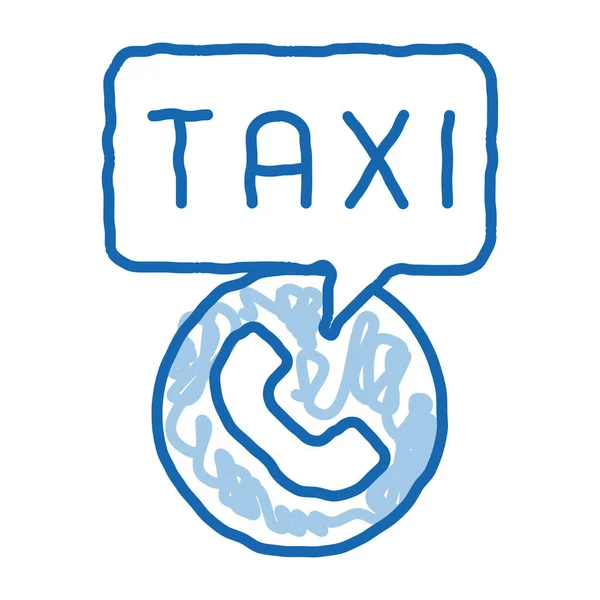 Taxi Call Telephone Service Online Taxi Sketch Icon Vector Hand — Stock Vector