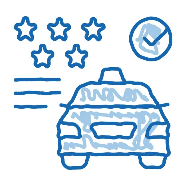 Taxi Service Rating Online Sketch Icon Vector Señal Arte Dibujada — Vector de stock