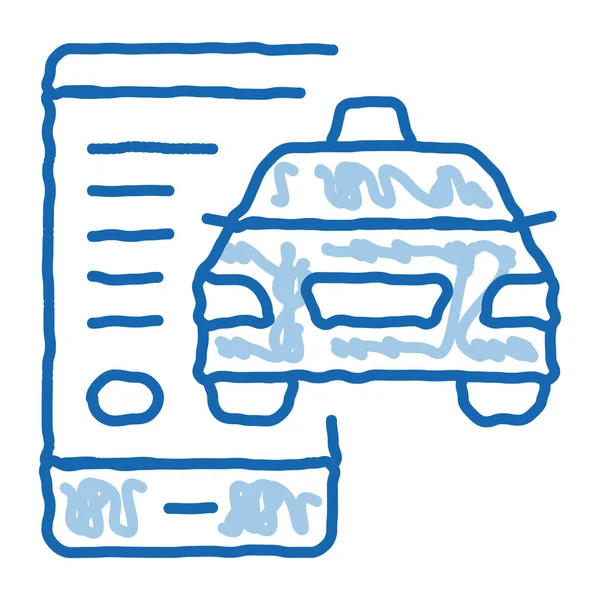 出租车通过电话在线跟踪出租车草图图标矢量 手绘蓝色涂鸦线艺术标志 孤立的符号说明 — 图库矢量图片