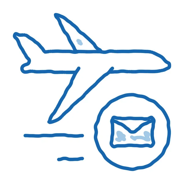 Airplane Delivery Postal Transportation Company Sketch Icon Vector Hand Drawn — Stock Vector