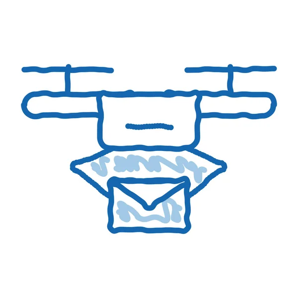 Ескіз Піктограми Компанії Drone Mail Delivery Postal Transportation Рука Намальована — стоковий вектор