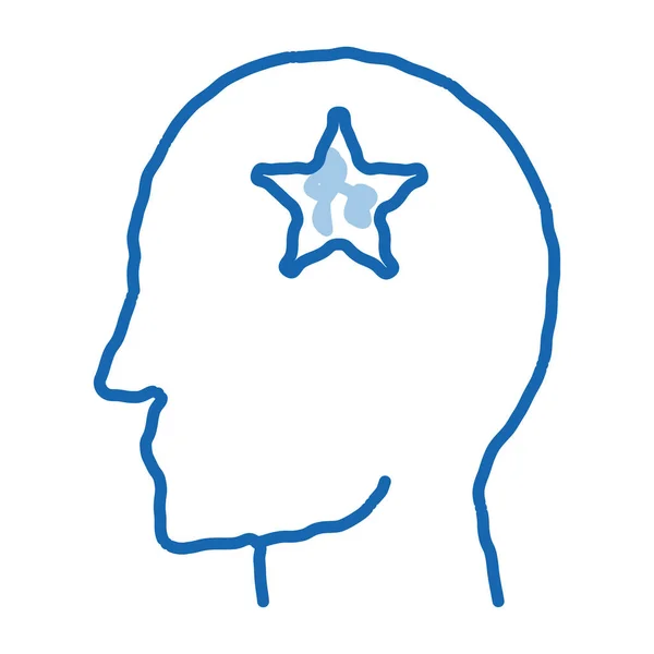 Людина Зірка Людський Талант Ескіз Значок Вектор Рука Намальована Синьою — стоковий вектор
