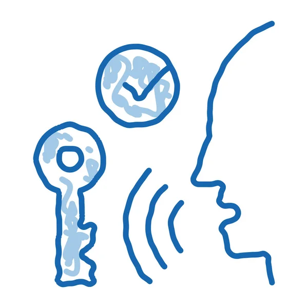 Security System Voice Control Sketch Icon Vector Hand Drawn Blue — Stock Vector