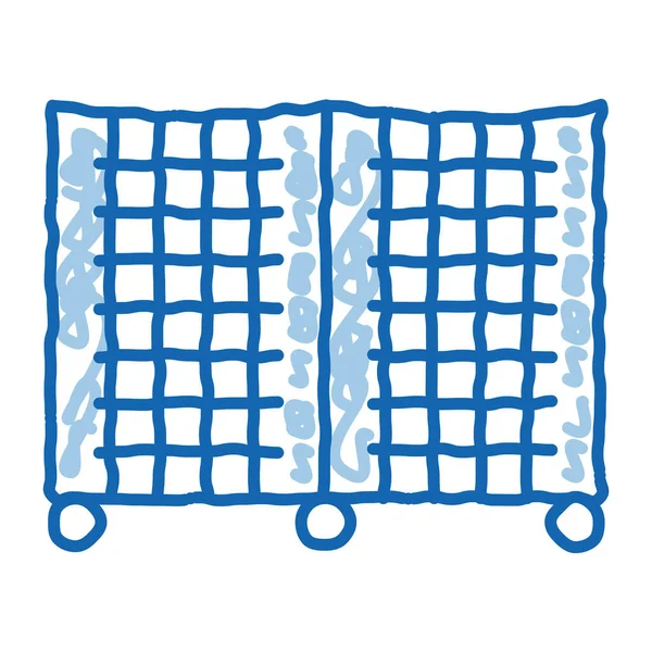 Batting Cage Esboço Ícone Vetor Mão Desenhado Azul Doodle Linha — Vetor de Stock