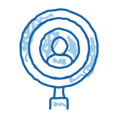 Seçmen çizim ikonu vektörünün denetimi. El çizimi mavi karalama çizgisi. Seçmen tabelasının incelenmesi. izole edilmiş sembol çizimi