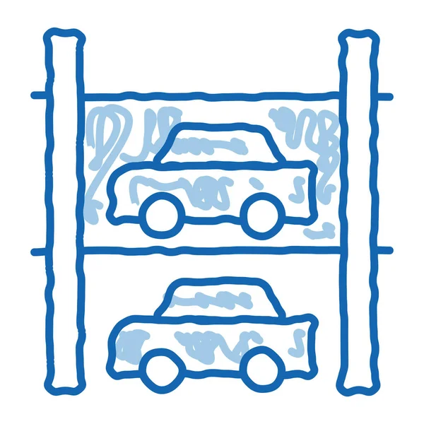 Multi Storey Parcheggio Schizzo Icona Vettore Disegnato Mano Blu Doodle — Vettoriale Stock